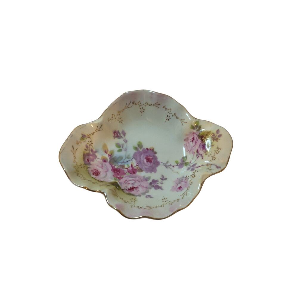 Vintage Royal Crown Chantilly Rose Hand Painted England 1945 Candy Dish Shabby